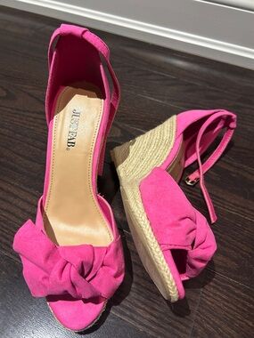 JUSTFAB Pink Espadrille Wedge Sandals 💖